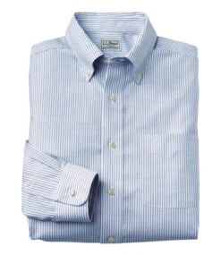 L.L.Bean Men's Wrinkle-Free Classic Oxford Cloth Shirt, Traditional Fit University Stripe