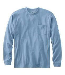 L.L.Bean Men's Carefree Unshrinkable Tee With Pocket, Traditional Fit Long-Sleeve