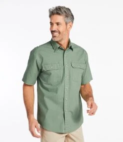 L.L.Bean Men's Sunwashed Canvas Shirt, Traditional Fit Short-Sleeve -Outdoor Exploration 270135 0 44