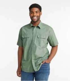 L.L.Bean Men's Sunwashed Canvas Shirt, Traditional Fit Short-Sleeve -Outdoor Exploration 270135 0 46