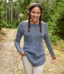 L.L.Bean Women's Signature Cotton Fisherman Tunic Sweater, Washed -Outdoor Exploration 297471 0 47