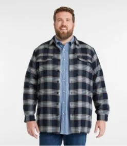 L.L.Bean Men's Fleece-Lined Flannel Shirt, Traditional Fit -Outdoor Exploration 298189 0 46