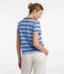 L.L.Bean Women's Saturday T-Shirt, Crewneck Short-Sleeve Stripe -Outdoor Exploration 501595 0 45