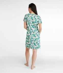 L.L.Bean Women's Supima Nightgown, Short-Sleeve Floral -Outdoor Exploration 501625 0 45