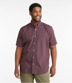 L.L.Bean Men's Wrinkle-Free Kennebunk Sport Shirt, Traditional Fit Short-Sleeve Check -Outdoor Exploration 502253 0 46