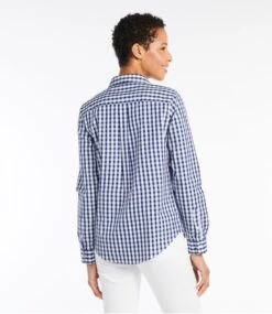 L.L.Bean Women's Wrinkle-Free Pinpoint Oxford Shirt, Long-Sleeve Relaxed Fit Plaid -Outdoor Exploration 503436 0 45