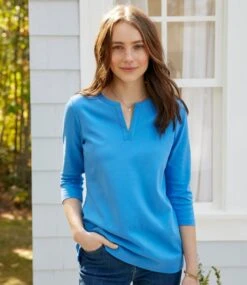 Women's L.L.Bean Tee, Three-Quarter-Sleeve Splitneck Tunic -Outdoor Exploration 503593 0 48