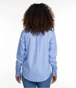 L.L.Bean Women's Wrinkle-Free Pinpoint Oxford Shirt, Relaxed Fit Long-Sleeve Print -Outdoor Exploration 504317 0 45