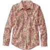 L.L.Bean Women's Wrinkle-Free Pinpoint Oxford Shirt, Relaxed Fit Long-Sleeve Print -Outdoor Exploration 504317 32703 41