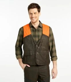 L.L.Bean Men's Double L Waxed-Cotton Upland Vest, Hunter Orange -Outdoor Exploration 507014 0 44