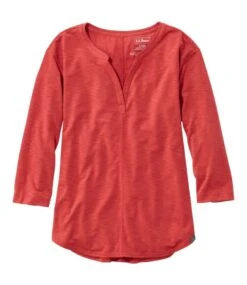 L.L.Bean Women's Streamside Tee, Three-Quarter-Sleeve Splitneck