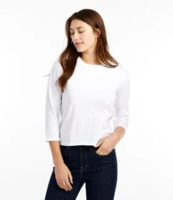 L.L.Bean Women's Saturday T-Shirt, Crewneck Three-Quarter-Sleeve -Outdoor Exploration 509357 0 44