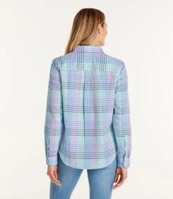 L.L.Bean Women's Vacationland Seersucker Shirt, Long-Sleeve Plaid -Outdoor Exploration 510846 0 45