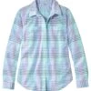 L.L.Bean Women's Vacationland Seersucker Shirt, Long-Sleeve Plaid -Outdoor Exploration 510846 50721 41