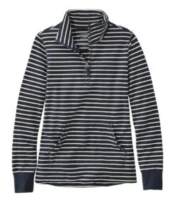L.L.Bean Women's Ultrasoft Sweats, Quarter-Zip Pullover Stripe