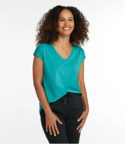 L.L.Bean Women's Beyond Soft V-Neck Tee, Short Sleeve -Outdoor Exploration 513119 0 44