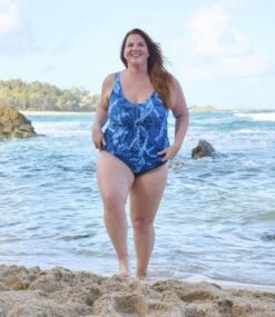 L.L.Bean Women's Shaping Swimwear, Soft-Drape Tankini Top, Print -Outdoor Exploration 513702 0 46