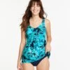 L.L.Bean Women's Shaping Swimwear, Soft-Drape Tankini Top, Print -Outdoor Exploration 513702 51938 41