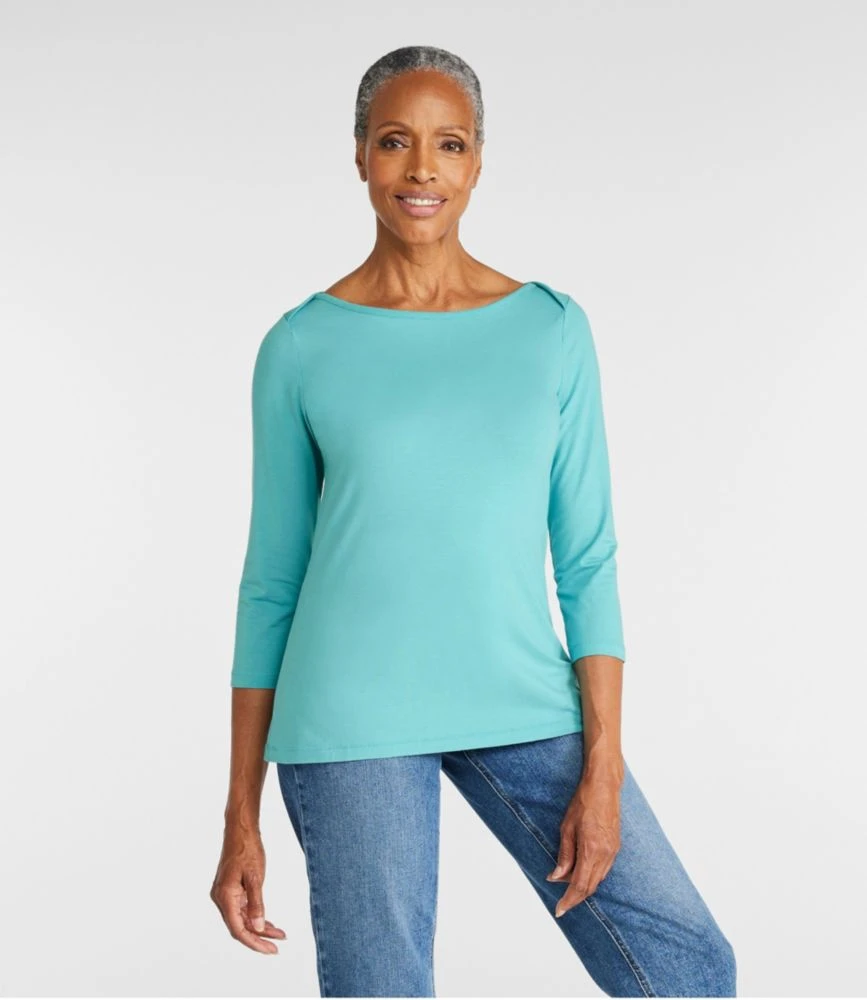 L.L.Bean Women's Soft Stretch Supima Tee, Three-Quarter-Sleeve Boatneck 4 L.L.Bean Women's Soft Stretch Supima Tee, Three-Quarter-Sleeve Boatneck - Image 2