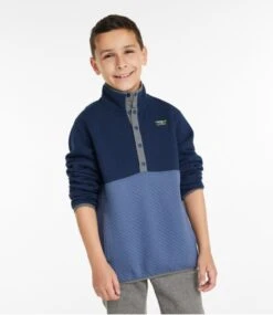 L.L.Bean Kids' Quilted Quarter-Snap Pullover, Colorblock -Outdoor Exploration 514059 0 46