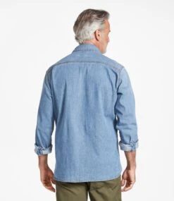 L.L.Bean Men's BeanFlex® Denim Shirt, Traditional Untucked Fit -Outdoor Exploration 514766 0 45