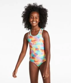 L.L.Bean Girls' Watersports Swimwear, One-Piece -Outdoor Exploration 516260 0 46