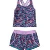 L.L.Bean Girls' Watersports Swimwear, Tankini Short Set -Outdoor Exploration 516273 51827 41