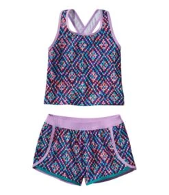 L.L.Bean Girls' Watersports Swimwear, Tankini Short Set