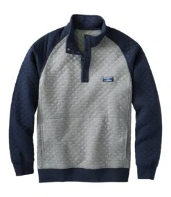 L.L.Bean Men's Quilted Sweatshirt, Mockneck, Colorblock