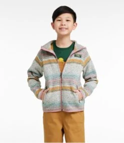 Kids' L.L.Bean Sweater Fleece, Hooded Print -Outdoor Exploration 518562 0 45