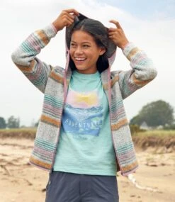 Kids' L.L.Bean Sweater Fleece, Hooded Print -Outdoor Exploration 518562 0 48