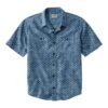 L.L.Bean Men's Rugged Linen Blend Shirt, Short-Sleeve, Print, Traditional Untucked Fit -Outdoor Exploration 519593 54259 41