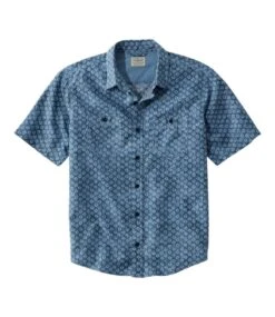 L.L.Bean Men's Rugged Linen Blend Shirt, Short-Sleeve, Print, Traditional Untucked Fit
