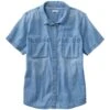 L.L.Bean Women's L.L. Bean Heritage Washed Lightweight Denim Shirt, Short-Sleeve -Outdoor Exploration 519606 34405 41
