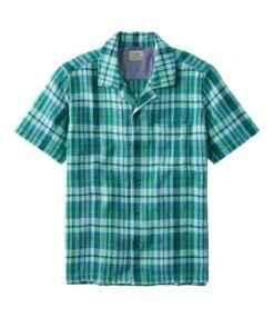 L.L.Bean Men's Rugged Waffle Shirt, Plaid, Traditional Untucked Fit, Short-Sleeve
