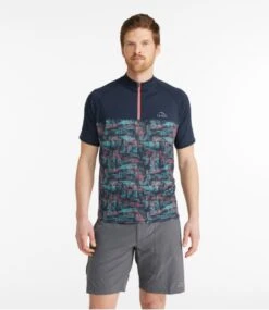 L.L.Bean Men's Comfort Cycling Jersey, Short-Sleeve Print -Outdoor Exploration 519854 0 44