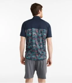 L.L.Bean Men's Comfort Cycling Jersey, Short-Sleeve Print -Outdoor Exploration 519854 0 45