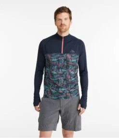L.L.Bean Men's Comfort Cycling Jersey, Long-Sleeve Print -Outdoor Exploration 519856 0 44 1