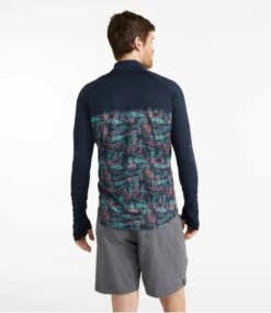 L.L.Bean Men's Comfort Cycling Jersey, Long-Sleeve Print -Outdoor Exploration 519856 0 45 1