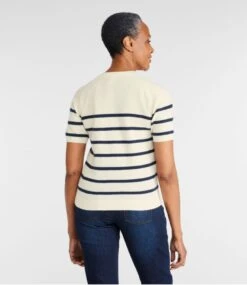 L.L.Bean Women's Classic Cashmere Sweater, Short-Sleeve Tee Stripe -Outdoor Exploration 519946 0 45