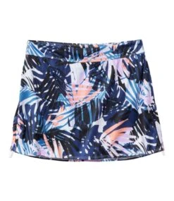 L.L.Bean Women's New Currents Swimwear, Rouched Swim Skort Print -Outdoor Exploration 520101 0 45