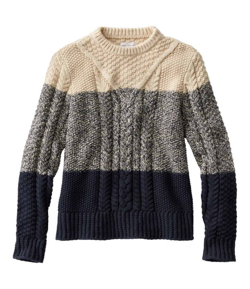 L.L.Bean Women's Signature Cotton Fisherman Sweater, Pullover Colorblock 3 L.L.Bean Women's Signature Cotton Fisherman Sweater, Pullover Colorblock